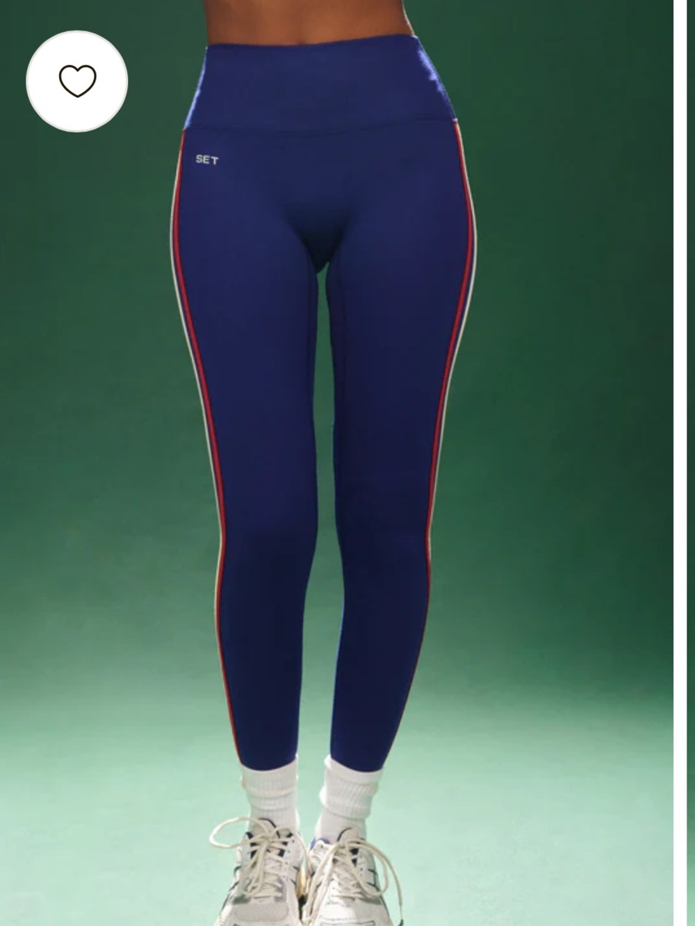 NWT SET Active Cloud Duo Stripe Leggings - Navy with Red Trims - Picture 2 of 4